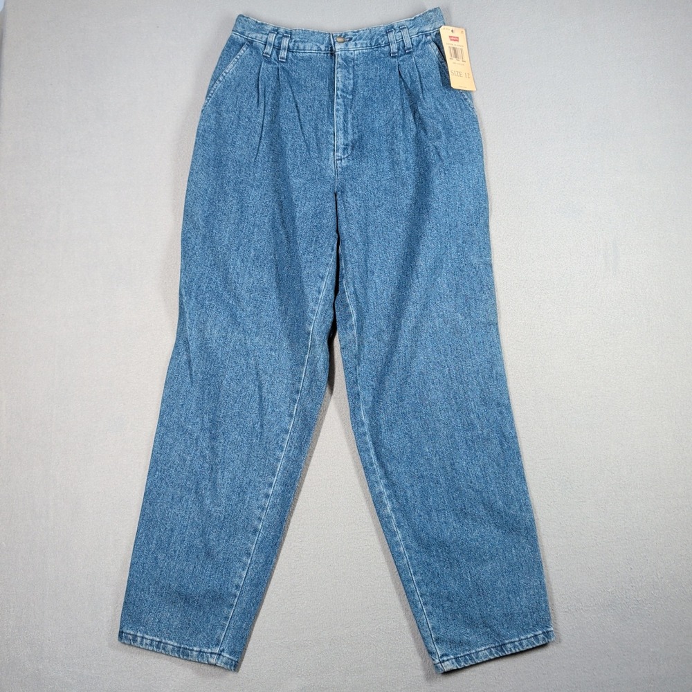 Vintage Levi's Dockers Denim Classics Jeans Womens 12‎ Blue Pleated USA NWT